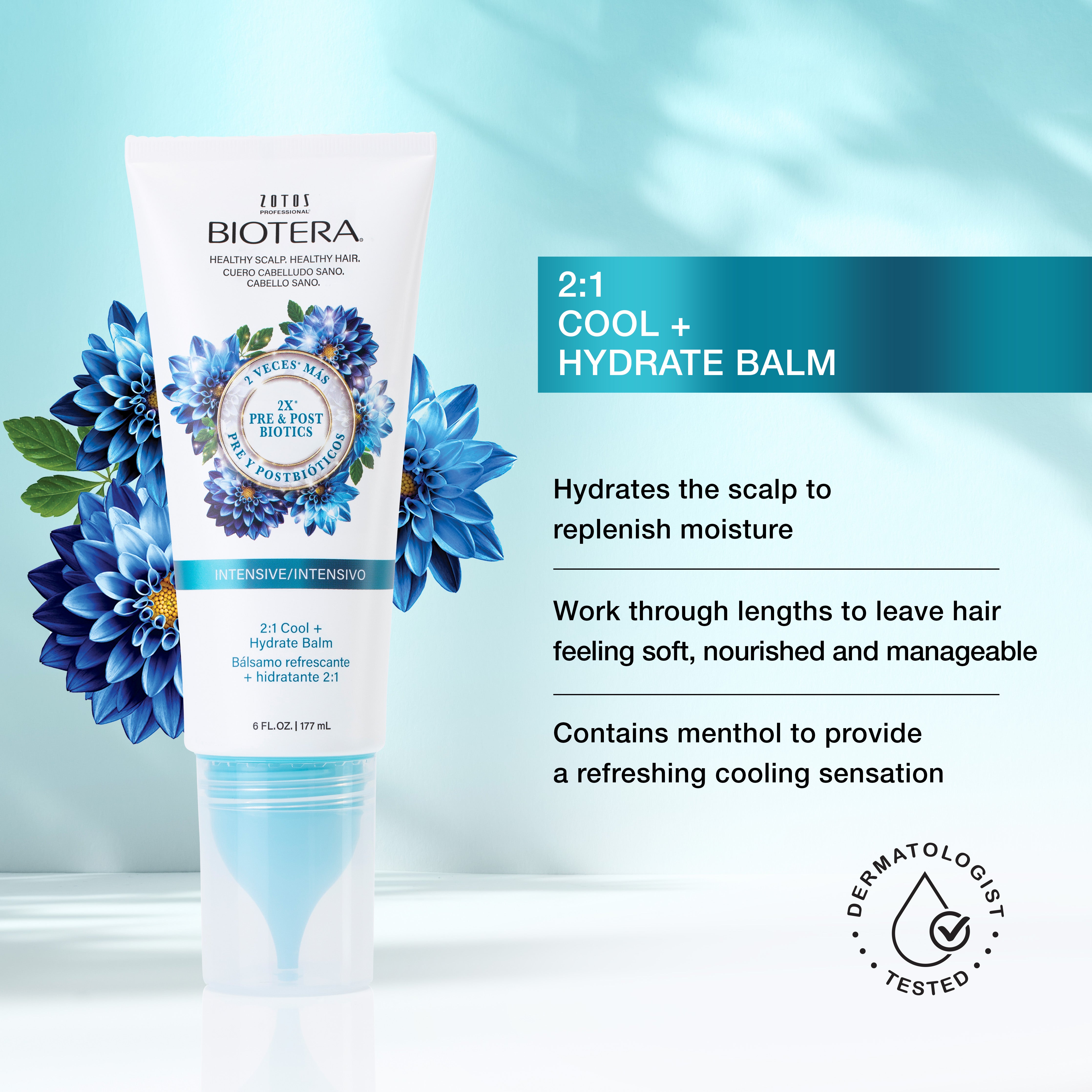 Hydrates the scalp to replenish moisture, work through lengths to leave hair feeling soft, nourished and manageable, and contains menthol to provide a refreshing cooling sensation. Dermatologist tested.