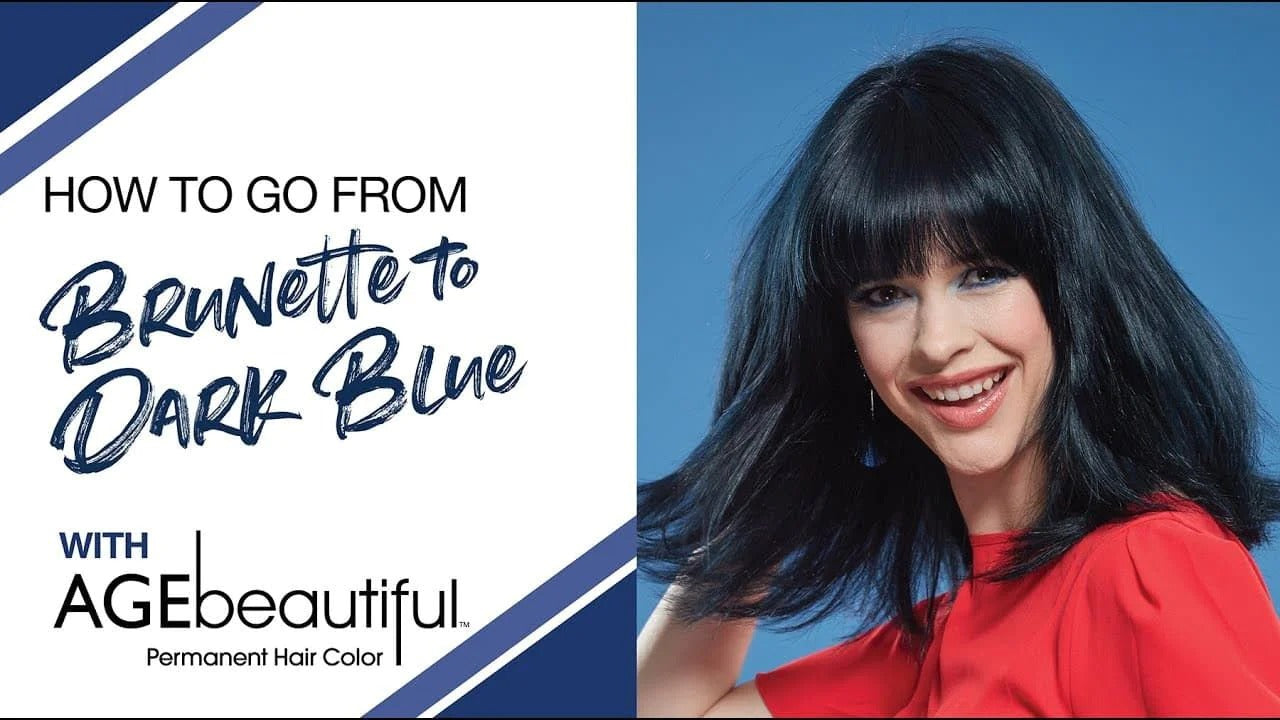 Brunette with dark blue hair